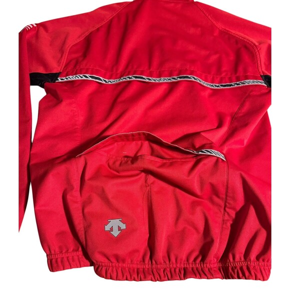 VINTAGE DESCENTE LONG SLEEVE CYCLING JACKET M RED Pockets Full Zip High Neck - Picture 8 of 12